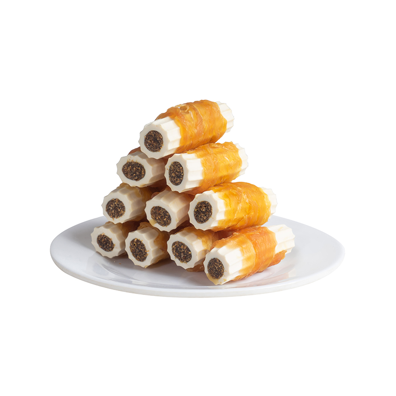 ST005 Rollitos de Pollo Envueltos en Carne con Sabor a Leche 6cm, Golosinas para Perros