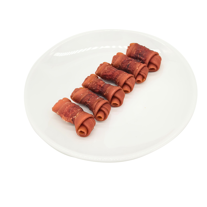 Golosinas para perros con hueso anudado envuelto en pato, golosinas dentales para perros, 2,5-3 pulgadas