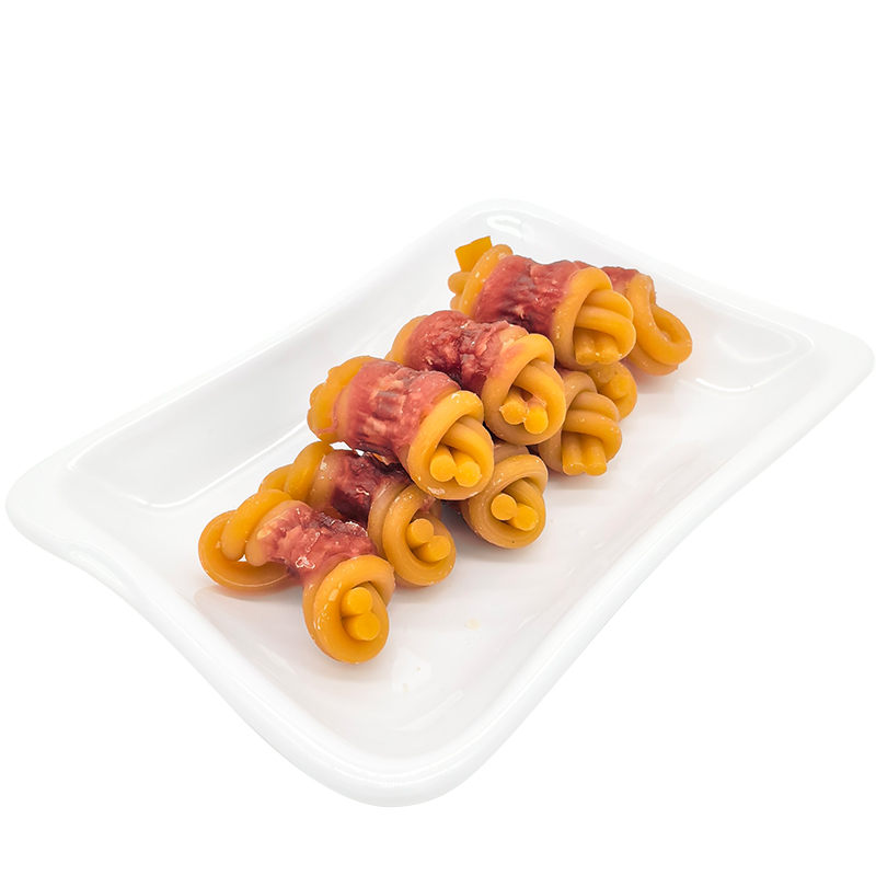 Golosinas naturales orgánicas saludables para mascotas, hueso anudado envuelto en pato