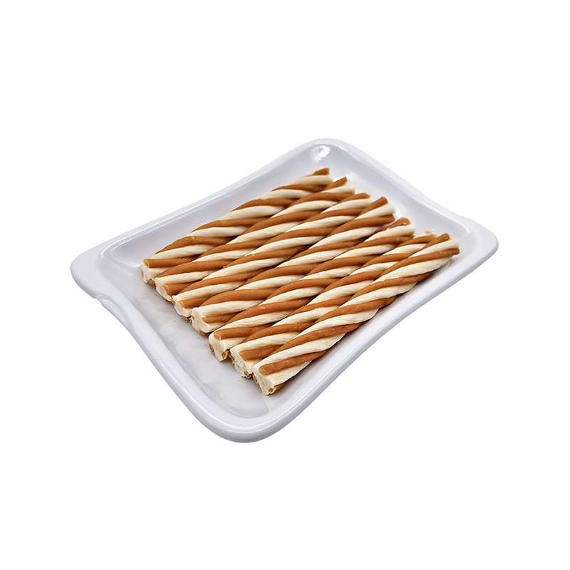 Palitos masticables de colágeno retorcidos en forma de flor de ciruelo