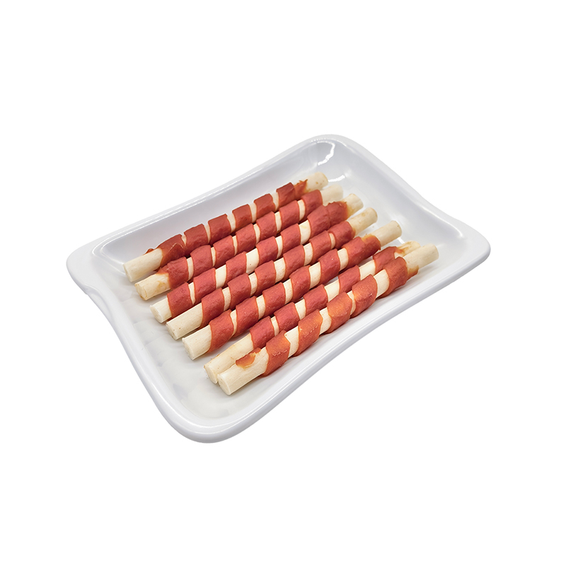 Palitos masticables de colágeno en espiral envueltos en pato