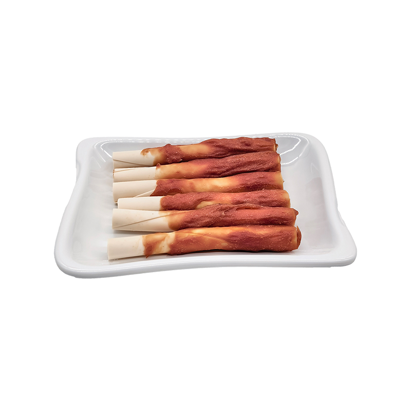 Palo de golosina para perros enrollado hueco de pasta de pato de un solo color