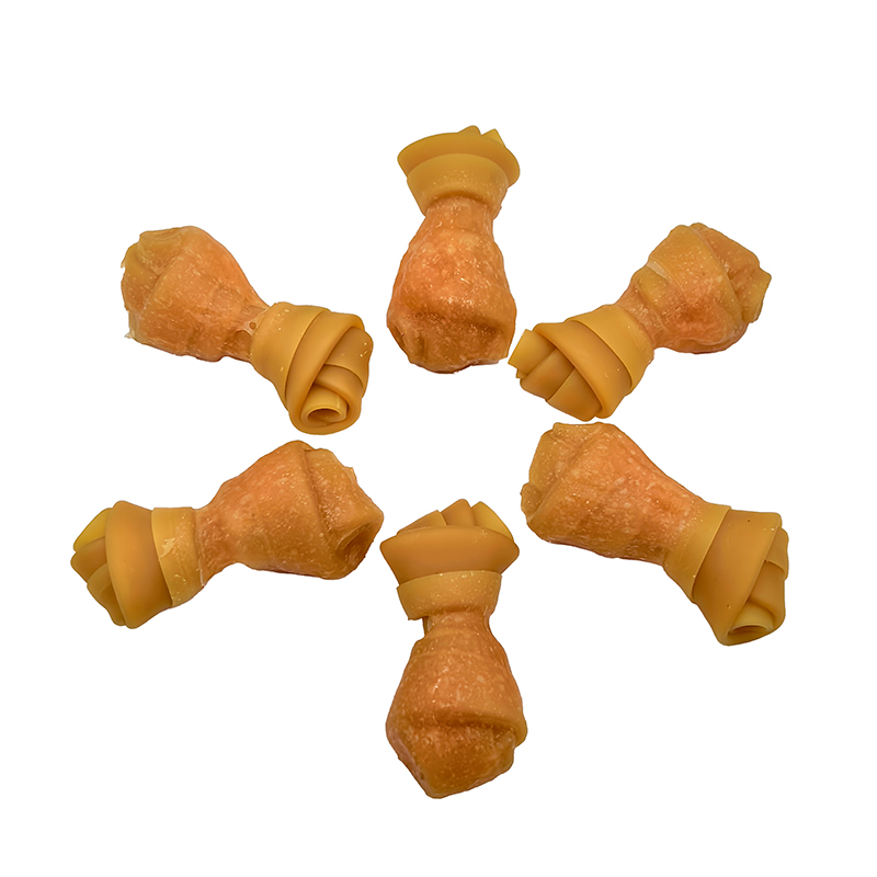 Golosina para perros de hueso anudado de pasta de pollo de un solo color