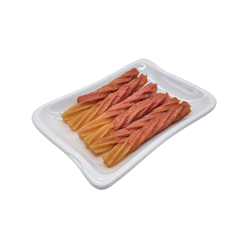 Palo de golosina para perros enrollado en forma de estrella de pasta de pato de un solo color
